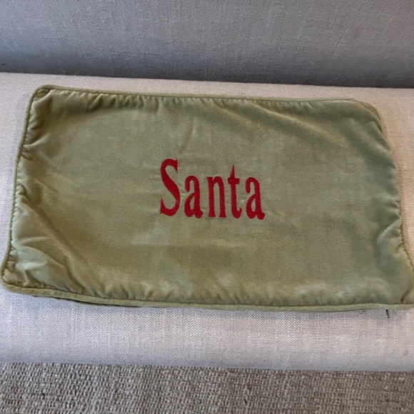 BALLARD DESIGN VELVET GREEN "SANTA" PILLOW COVER ONLY 11 X 20 IN CHRISTMAS - Picture 3 of 7